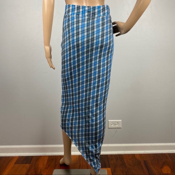 NEW FRANK & EILEEN ASYMMETRICAL PLAID MAXI SKIRT - Picture 8 of 9